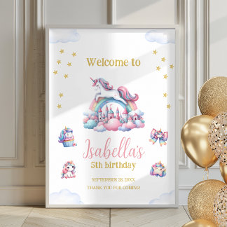Unicorn Castle Rainbow Magisch Poster Welkomstbord