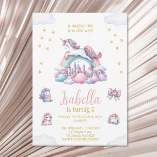 Unicorn Castle Rainbow magische verjaardag Kaart
