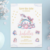 Unicorn Castle Rainbow magische verjaardag Save The Date
