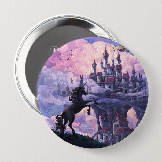 Unicorn Castle Ronde Button 4,0 Cm (Voorkant /achterkant)