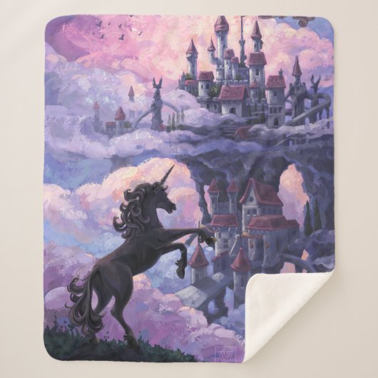 Unicorn Castle schild art Sherpa Deken (Voorkant)