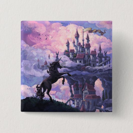 Unicorn Castle Vierkante Button 5,1 Cm (Voorkant)