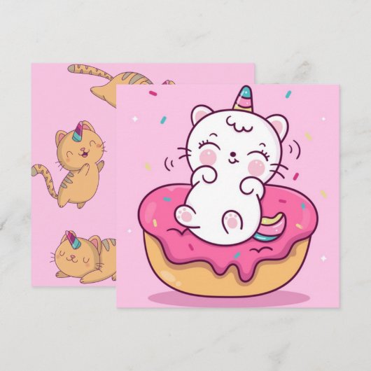 Unicorn Cat Feestdagenkaart (Voorkant / Achterkant)