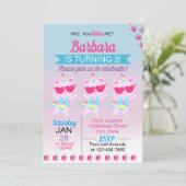 Unicorn Cat Heart Cartoon Uitnodiging (Staand voorkant)