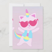 Unicorn Cat Heart Cartoon Uitnodiging (Achterkant)