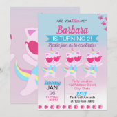 Unicorn Cat Heart Cartoon Uitnodiging (Voorkant / Achterkant)