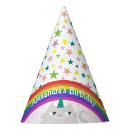 Unicorn Cat Rainbow Girls Birthday Feesthoedjes