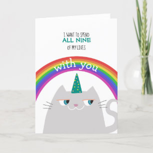Unicorn Cat Valentijnsdag Feestdagen Kaart