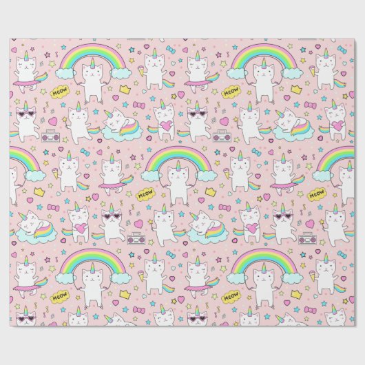 Unicorn Cats Cadeaupapier (Vlak)