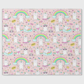 Unicorn Cats Wrapping Paper Cadeaupapier (Vlak)