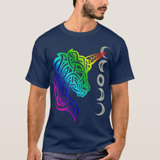 Unicorn Celtic Knot Dotwork Rainbow-ontwerp T-shirt
