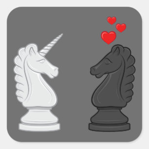 Unicorn Chess Knight Vierkante Sticker