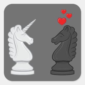 Unicorn Chess Knight Vierkante Sticker