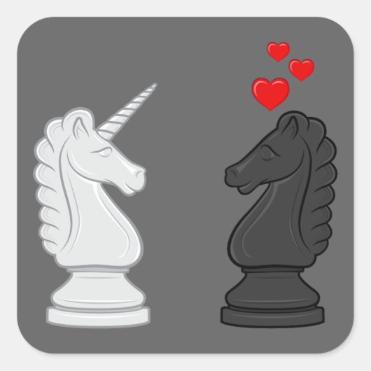Unicorn Chess Knight Vierkante Sticker (Voorkant)