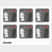Unicorn Chess Knight Vierkante Sticker (Vel)