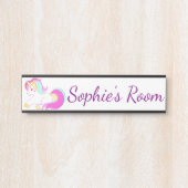 Unicorn Childrens Bedroom Deuren Naam Plaque Deurbordje (Voorkant)