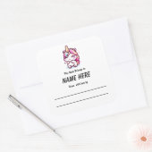 Unicorn Children's Bookplate met bericht Vierkante Sticker (Envelop)