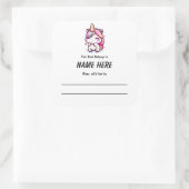 Unicorn Children's Bookplate met bericht Vierkante Sticker (Tas)