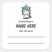 Unicorn Children's Bookplate met bericht