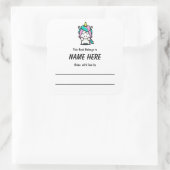 Unicorn Children's Bookplate met bericht Vierkante Sticker (Tas)