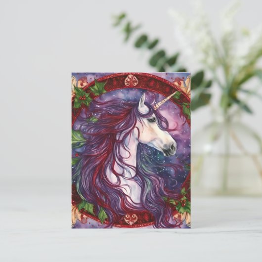 Unicorn Christmas Briefkaart (Staand voorkant)