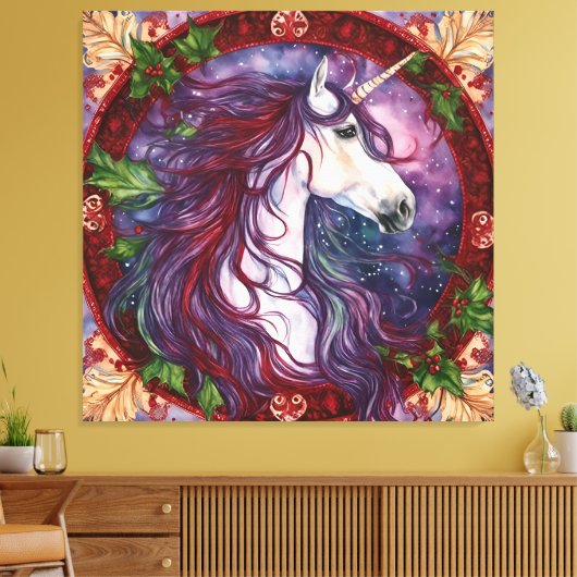 Unicorn Christmas Canvas Afdruk (Insitu (Woonkamer))