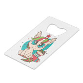 Unicorn Christmas Creditkaart Flessenopener (Voorkant Gekanteld)