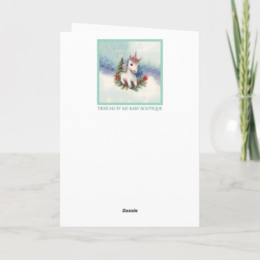 Unicorn Christmas Feestdagen Kaart (Achterkant)