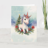 Unicorn Christmas Feestdagen Kaart (Voorkant)