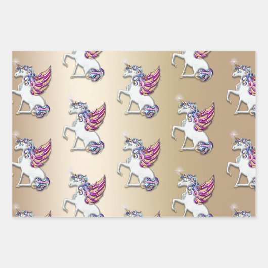Unicorn Christmas Inpakpapier Vel (Voorkant 3)