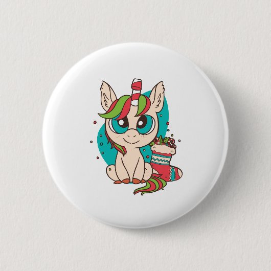 Unicorn Christmas Ronde Button 5,7 Cm (Voorkant)