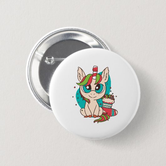 Unicorn Christmas Ronde Button 5,7 Cm (Voorkant /achterkant)