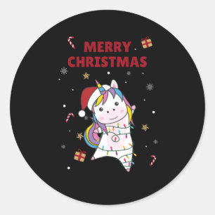 Unicorn Christmas Snow Winter Animals Unicorns Ronde Sticker