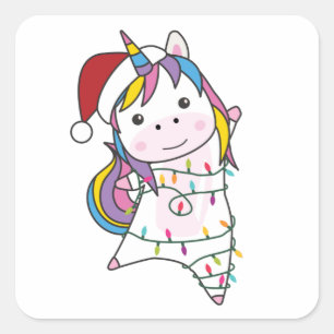 Unicorn Christmas Snow Winter Animals Unicorns Vierkante Sticker