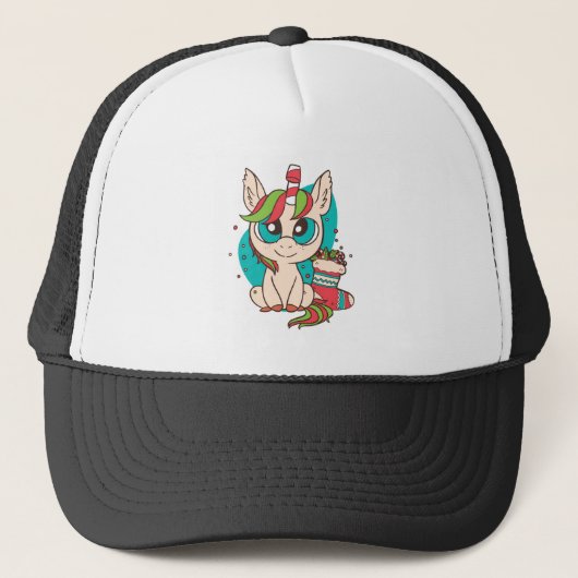 Unicorn Christmas Trucker Pet (Voorkant)