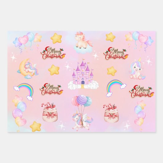 Unicorn Christmas Wrapping Paper (Voorkant)