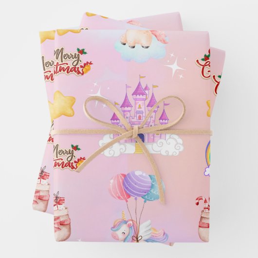 Unicorn Christmas Wrapping Paper (In situ)