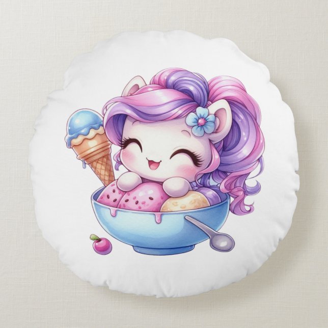 Unicorn circle cushion rond kussen (Voorkant)