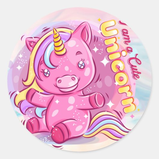 Unicorn Classic Round Sticker (Voorkant)