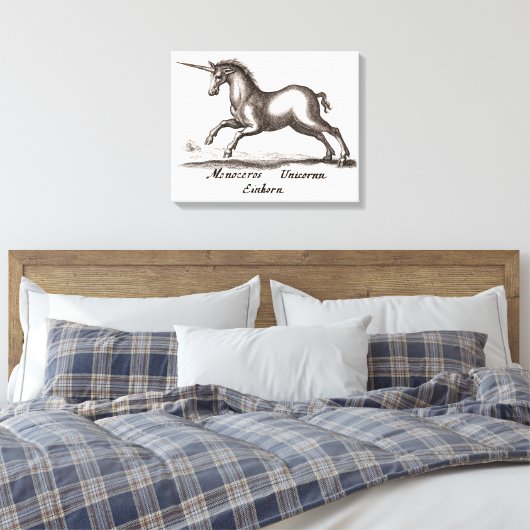 Unicorn Classic Running Magic Woodland Creature Canvas Afdruk (Insitu (Slaapkamer))