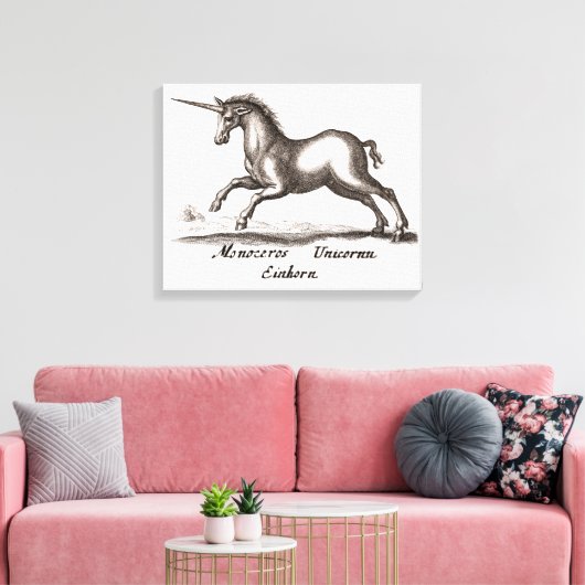 Unicorn Classic Running Magic Woodland Creature Canvas Afdruk (Insitu (Woonkamer))