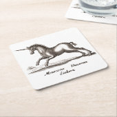 Unicorn Classic Running Magic Woodland Creature Kartonnen Onderzetters (Schuin)