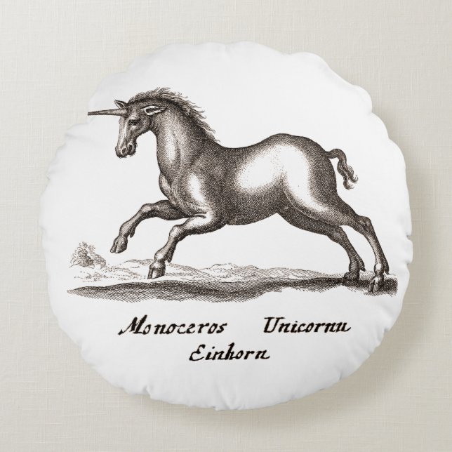 Unicorn Classic Running Magic Woodland Creature Rond Kussen (Voorkant)