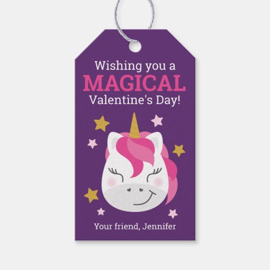 Unicorn Classroom Valentijn Gift Labels voor kinde Cadeaulabel (Voorkant)
