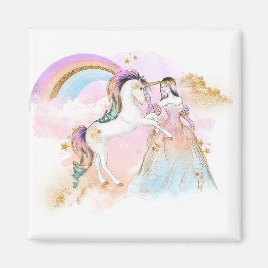 Unicorn Clipart Rainbow Fairytale Magneet (Voorkant)