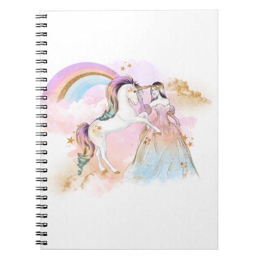 Unicorn Clipart Rainbow Fairytale Notitieboek (Voorkant)