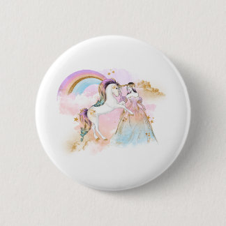 Unicorn Clipart Rainbow Fairytale Ronde Button 5,7 Cm