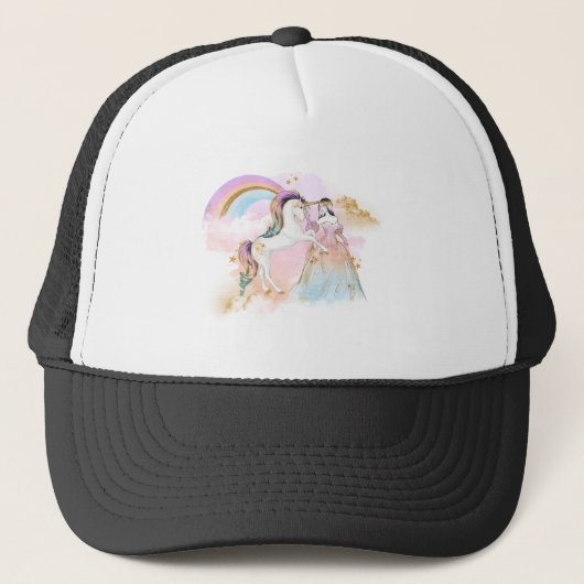 Unicorn Clipart Rainbow Fairytale Trucker Pet (Voorkant)