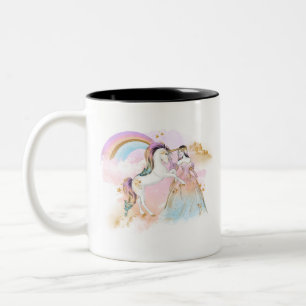 Unicorn Clipart Rainbow Fairytale Tweekleurige Koffiemok