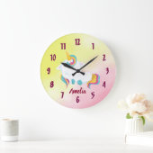 Unicorn Clock met jouw naam Grote Klok (Huis)